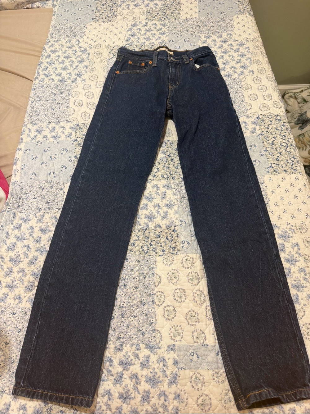 Classic High-Rise Straight Leg Jeans - Dark Blue